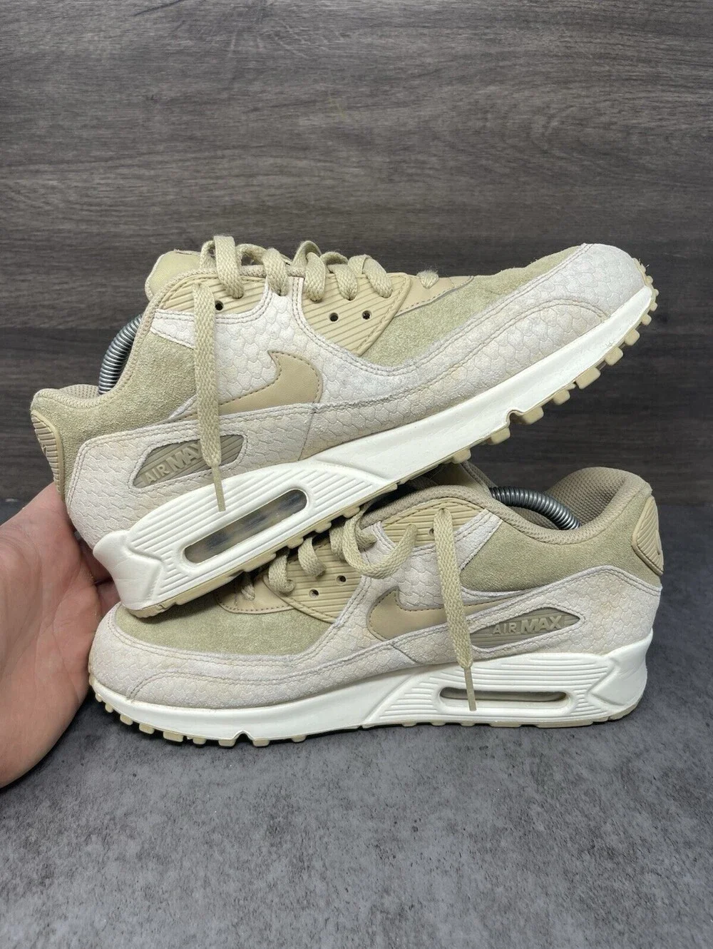 Nike Air Max 90 Linen Sail Sneakers Womens Size 10 Brown Beige 896497-200